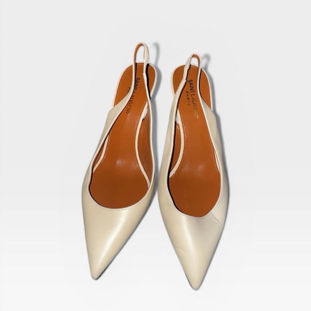 👠 Saint Laurent Opyum Logo-Heel Leather Slingback Pumps US 8.5 - Picture 4 of 6